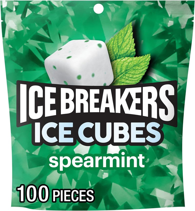 Ice Breakers Sugar Free Ice Cubes Chewing Gum, Spearmint Flavor, 100 Pieces - Image 1
