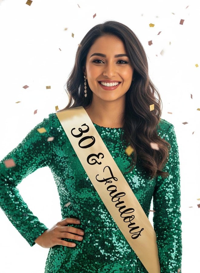 Hubops 30 & Fabulous sash for Girls Birthday /30th Birthday Sash Party Decoration (Gold) - Image 4