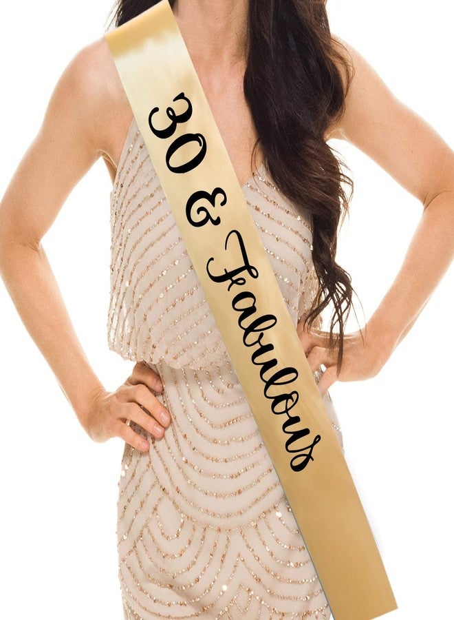 Hubops 30 & Fabulous sash for Girls Birthday /30th Birthday Sash Party Decoration (Gold) - Image 1