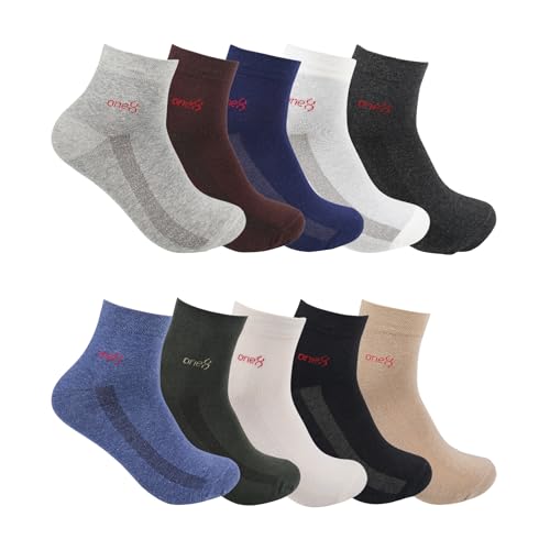 ONE8 by Virat Kohli ANTIMICROBIAL Ankle Socks For Men | Smart Casuals, Travel, Gym, Leisure-Walk | Cotton | Multicolor | Pack of 10 - Image 1