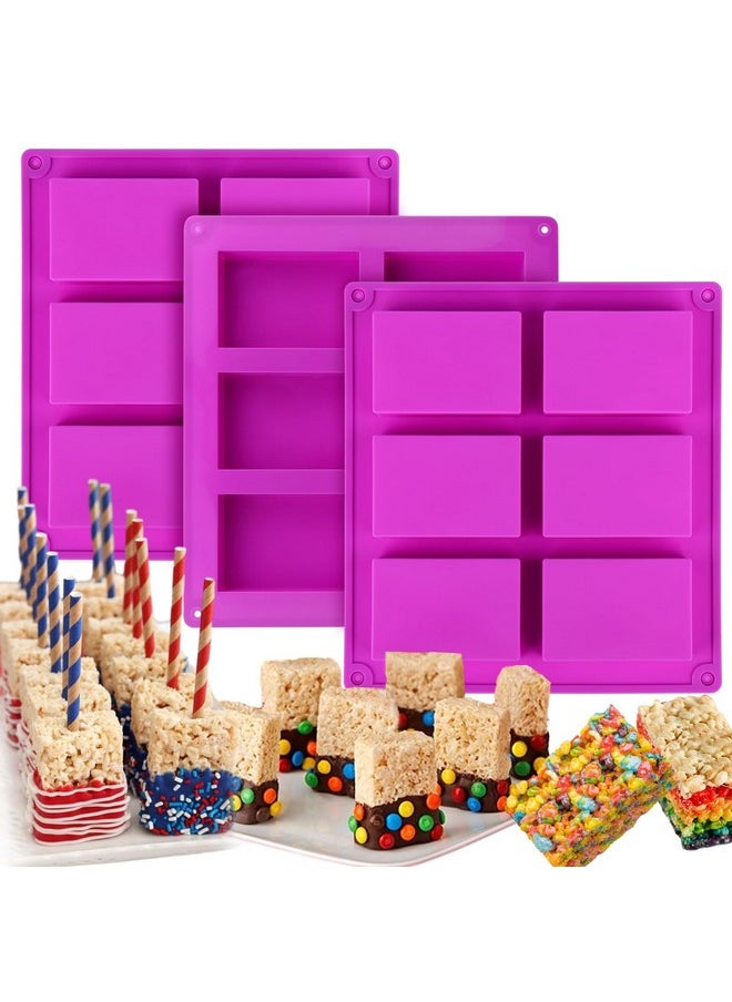 PalkSky Palksky Rice Snacks Molds for Rice Krispies Treats Baking, 3pcs 6-Cavityrice Cereal Bars Trays for Crispy Treat Making, Candy Making Supplies for Chocolate Brownie Cornbread Pudding Butter Mould  - Image 1