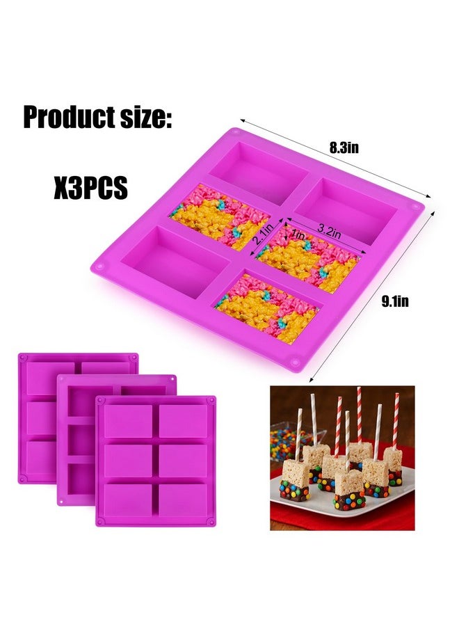 PalkSky Palksky Rice Snacks Molds for Rice Krispies Treats Baking, 3pcs 6-Cavityrice Cereal Bars Trays for Crispy Treat Making, Candy Making Supplies for Chocolate Brownie Cornbread Pudding Butter Mould  - Image 5