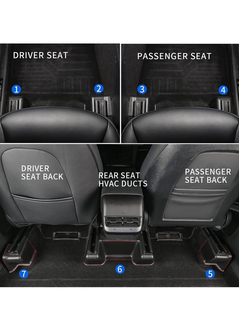 SYOSI Fit Tesla Model Y Seat Slide Rail Cover Pad Protector Under Seat Track Anti-Kick Scuff Plates Wrap Kit Accessories(7 Pcs)  - Image 2