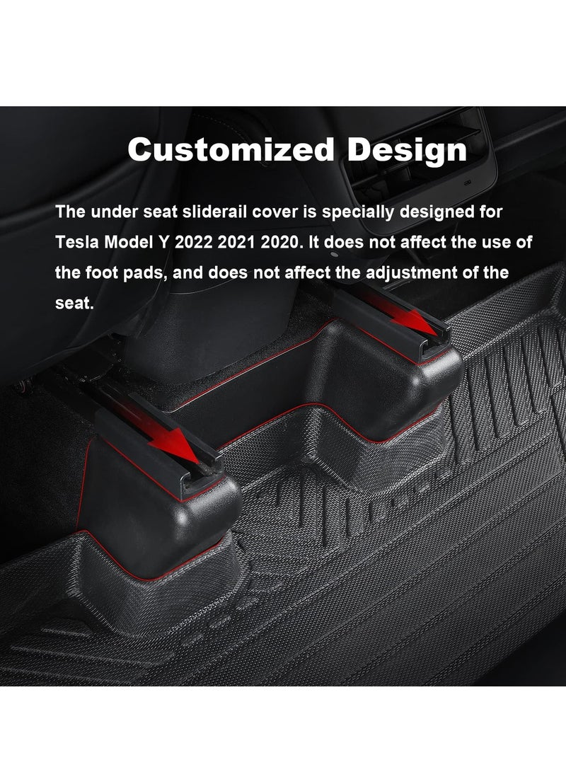 SYOSI Fit Tesla Model Y Seat Slide Rail Cover Pad Protector Under Seat Track Anti-Kick Scuff Plates Wrap Kit Accessories(7 Pcs)  - Image 3