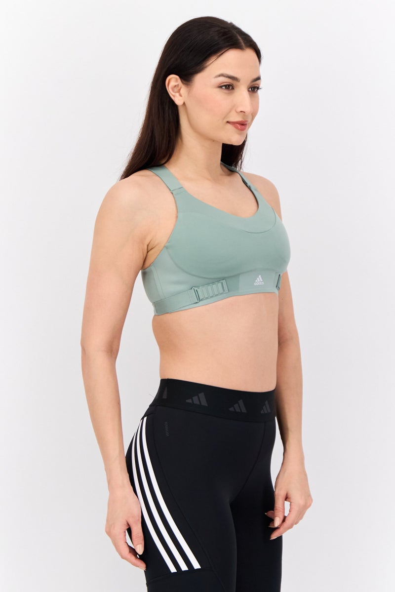Adidas Women Brand Logo Padded Training Sports Bra, Sage Green - Image 2