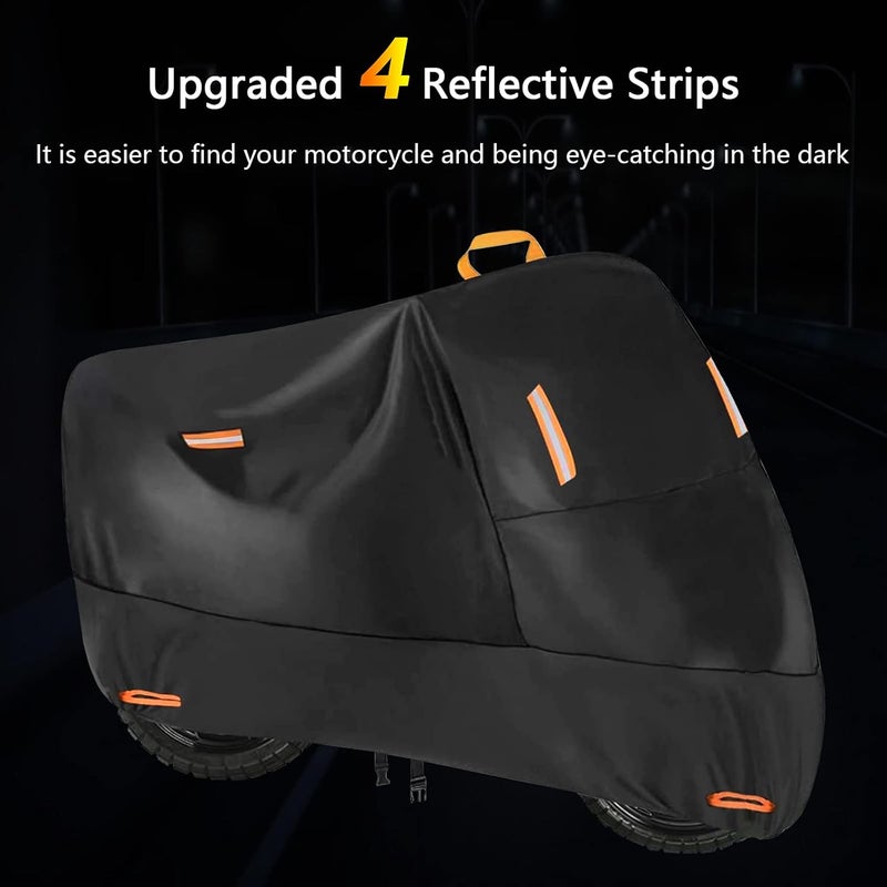 seceles 300D Heavy Duty Small Motorcycle Cover, Seceles All Season Durable Waterproof Outdoor Protection Scooter Cover with Lock-Holes Storage Bag Fits up to 72 inch Bike (M: 72" x 33" x 39") Elegant upgraded practical design - Image 4