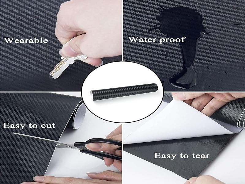 KAPIX Self Adhesive 4D Vinyl Carbon Fiber Textured Sheet Roll for Cars and Motorcycles, Interior/Exterior DIY Decoration | Black Carbon Fiber || (2 x 9 Ft, Carbon Wrap Film) - Image 2