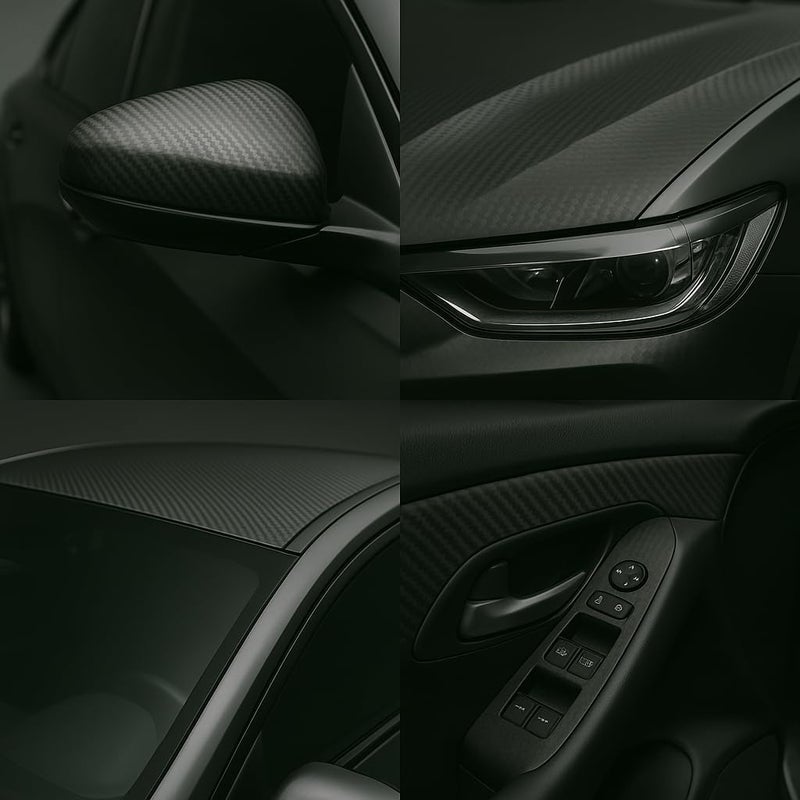 KAPIX Self Adhesive 4D Vinyl Carbon Fiber Textured Sheet Roll for Cars and Motorcycles, Interior/Exterior DIY Decoration | Black Carbon Fiber || (2 x 9 Ft, Carbon Wrap Film) - Image 1