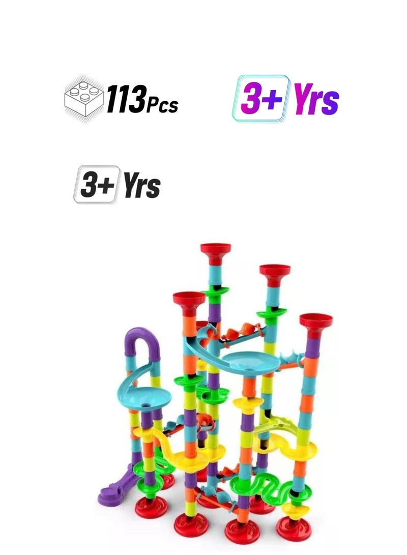 Marble Run Set For Kids, 113Pcs Marble Maze Track Race Game, Construction Buliding Blocks Toys, Stem Maze Educational Race Game, Birthday Gifts For Boys Girls Age 3 To 12 - Image 1