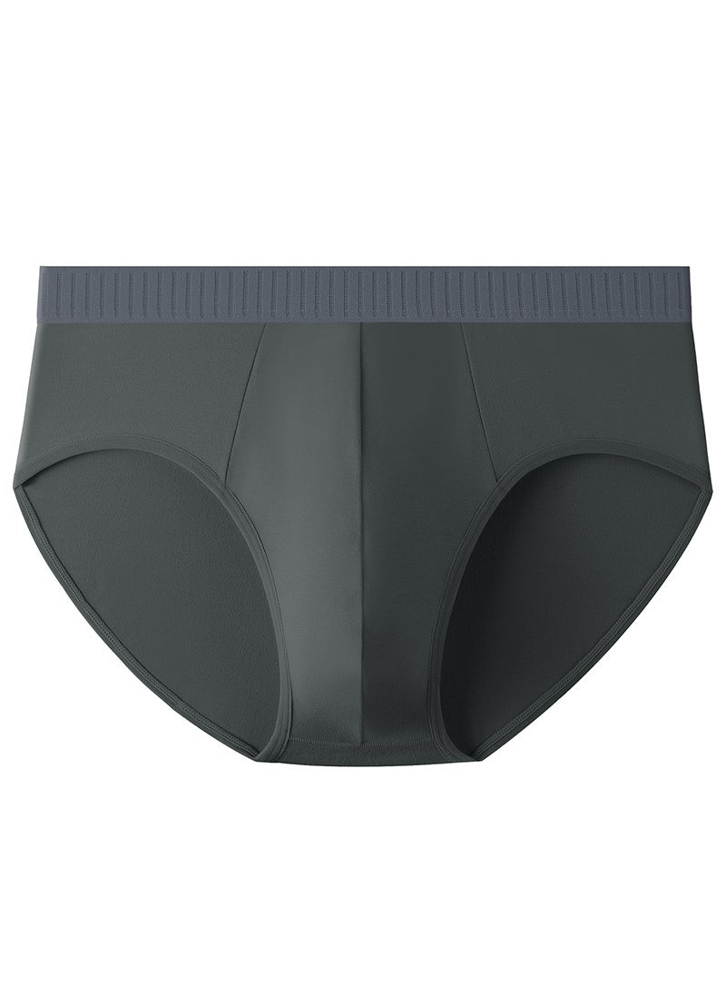 Generic - Men Cotton Seamless Simple Comfortable Breathable Antibacterial Briefs Trendy Knitted Underwear Mid-waist Length Water Blue - Image 1