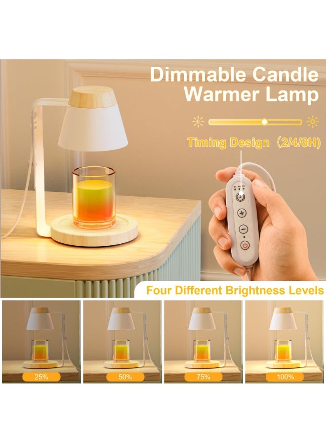 Arabest مصباح تسخين الشموع مع مؤقت، مصباح تسخين الشموع قابل للتعتيم بدون خطوات، مصباح تسخين الشموع الكهربائي بارتفاع قابل للتعديل، سخان شمع للشموع المعطرة مع 2 لمبة، للزينة في المهرجانات والمنزل (أبيض صغير) - Image 5