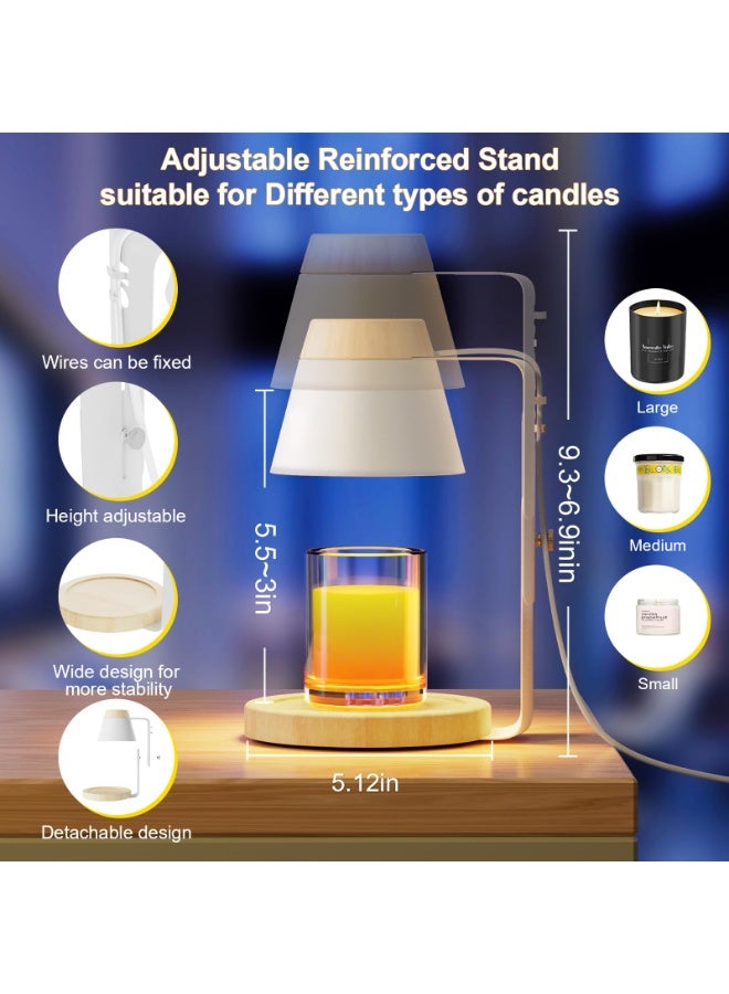 Arabest مصباح تسخين الشموع مع مؤقت، مصباح تسخين الشموع قابل للتعتيم بدون خطوات، مصباح تسخين الشموع الكهربائي بارتفاع قابل للتعديل، سخان شمع للشموع المعطرة مع 2 لمبة، للزينة في المهرجانات والمنزل (أبيض صغير) - Image 4