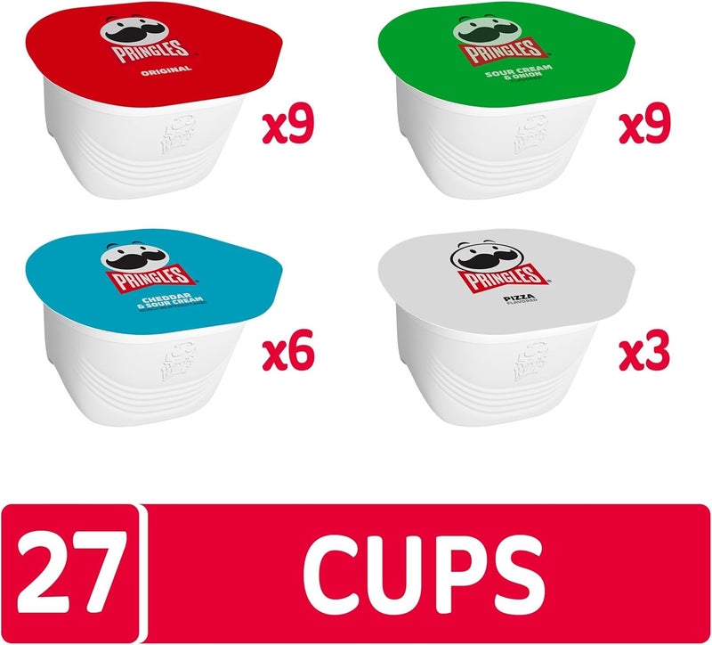 Pringles Snack Stacks Variety Pack - 27 Cups of Potato Crisps with Original, Sour Cream & Onion, Cheddar & Sour Cream, and Pizza Flavors - Image 4