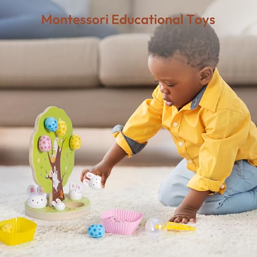 Woodtoe Easter Toys for Toddlers Magnetic Easter Eggs Picking Easter Bunny Toy Montessori Toys for 3 4 5 6 Year Old Wooden Sensory Color Sorting Toys Spring Easter Basket Stuffers Gifts for Kids - Image 5