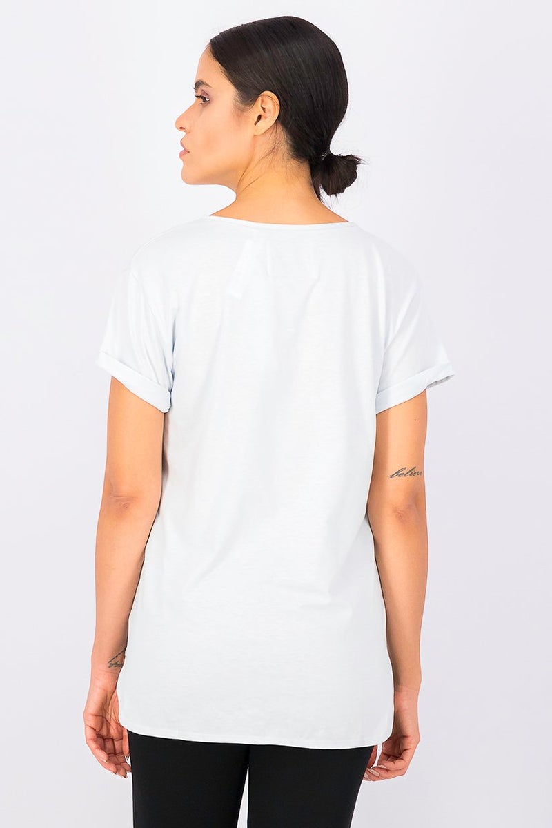 TRIUMPH Women V-neck Short Sleeve Top, Light Blue - Image 4