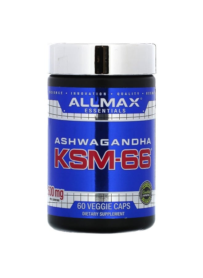 Allmax - ALLMAX, Essentials, Ashwagandha KSM-66, 600 mg, 60 Veggie Caps (300 mg per Capsule) - Image 1