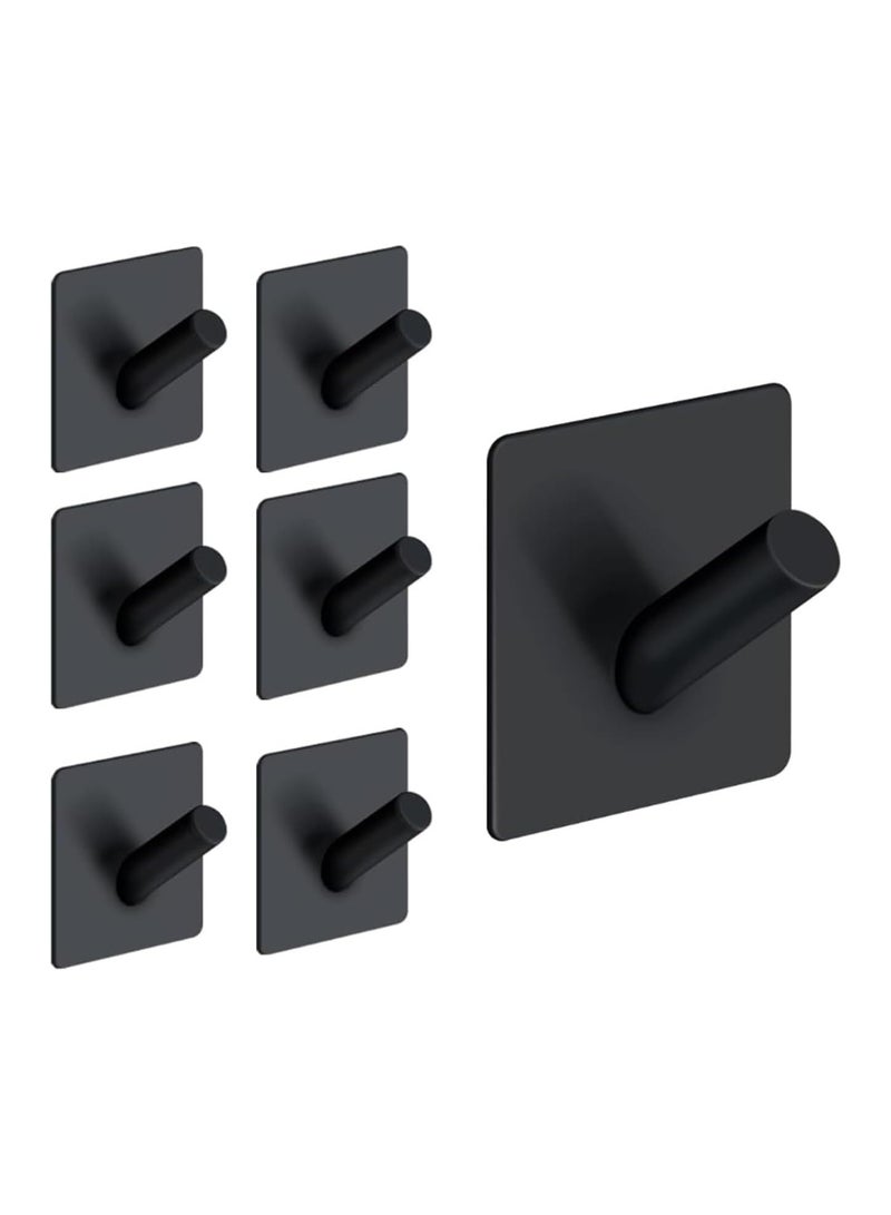 Utility Hooks Muti-Purpose Self Adhesive Wall Hooks Stainless Steel, Robe & Towel Hooks for Hanging Heavy Duty, Home Kitchen Storage Hooks Rustproof Black 7 Packs - Image 1