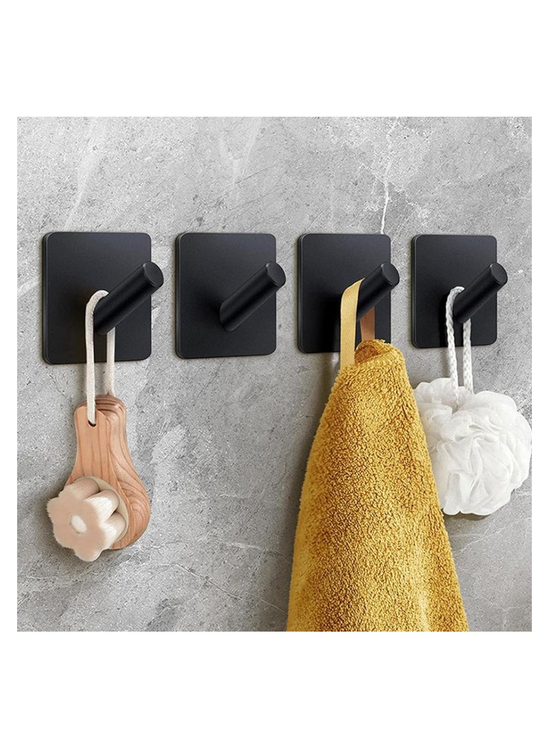 Utility Hooks Muti-Purpose Self Adhesive Wall Hooks Stainless Steel, Robe & Towel Hooks for Hanging Heavy Duty, Home Kitchen Storage Hooks Rustproof Black 7 Packs - Image 3