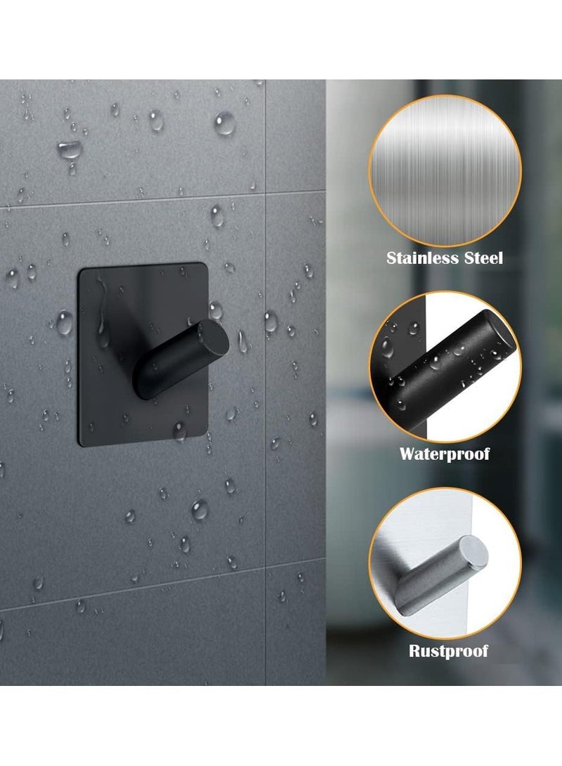 Utility Hooks Muti-Purpose Self Adhesive Wall Hooks Stainless Steel, Robe & Towel Hooks for Hanging Heavy Duty, Home Kitchen Storage Hooks Rustproof Black 7 Packs - Image 2