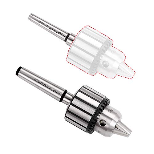 KingTool 4 Pcs Drill Chuck Set - 1/2-Inch Drill Chuck with Chuck Key with #1 (JT33-MT1) and #2 (JT33-MT2) Morse Taper Arbor - Image 4