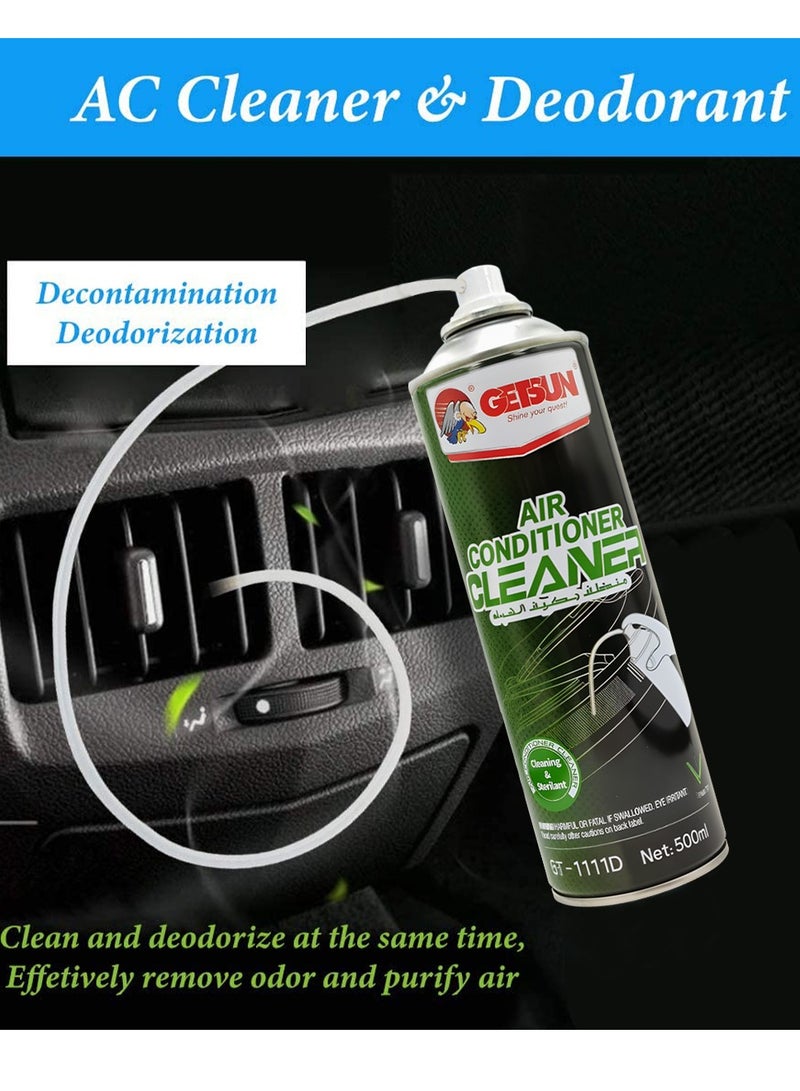 GETSUN Air Conditioner Cleaner Foam Spray 500ml – AC Vent Cleaner, HVAC Coil Cleaning Foam, Odor Remover, Air Freshening Formula, Deep Cleaning Foam for Car AC, Home AC, Office Air Conditioning Systems . GT-1111D - Image 3