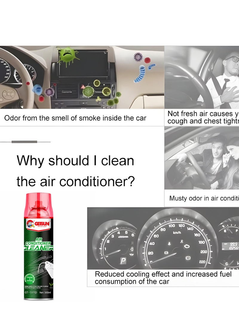 GETSUN Air Conditioner Cleaner Foam Spray 500ml – AC Vent Cleaner, HVAC Coil Cleaning Foam, Odor Remover, Air Freshening Formula, Deep Cleaning Foam for Car AC, Home AC, Office Air Conditioning Systems . GT-1111D - Image 4