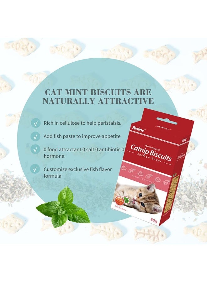 Bioline Biscuits Crunchy Cat Treats with Natural Catnip & Salmon Taste  80g - Image 2