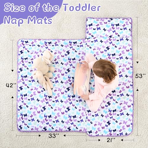 UOMNY Toddler Nap Mat Girls-Unicorns Nap Mats with Removable Pillow Toddler Sleeping Bag for Preschool Daycare 53x21 Inch - Image 2