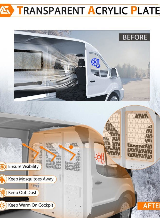 MELIPRON Cargo Van Partition Bulkhead Fit for Ford Transit 150 250 350 Medium Roof with Door Handle, Acrylic Custom Window Board - Image 3