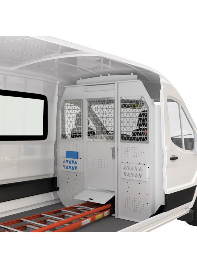 MELIPRON Cargo Van Partition Bulkhead Fit for Ford Transit 150 250 350 Medium Roof with Door Handle, Acrylic Custom Window Board - Image 1