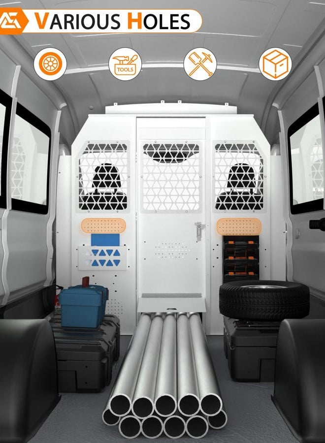 MELIPRON Cargo Van Partition Bulkhead Fit for Ford Transit 150 250 350 Medium Roof with Door Handle, Acrylic Custom Window Board - Image 4