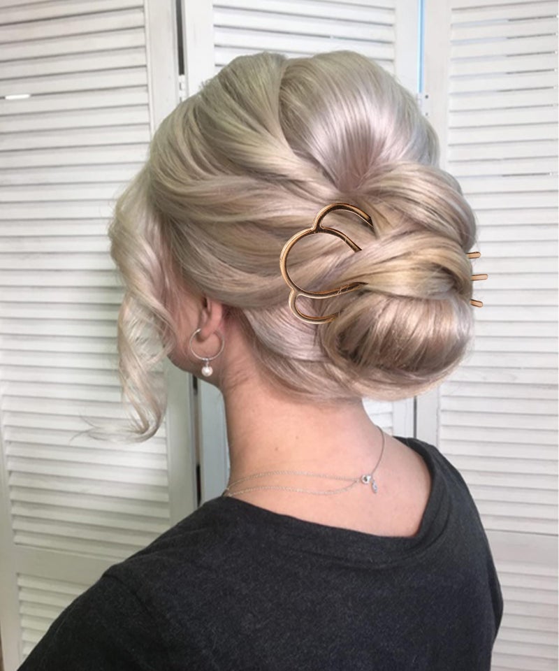 Chanaco French Hair Pins for Women Gold Silver Updo Hair Accessories U Shaped Hair Pins for Buns Twist Hairpin for Styling Metal Hair Fork with Combs for Girls Non Slip Hair Sticks for Thick Hair - Image 3
