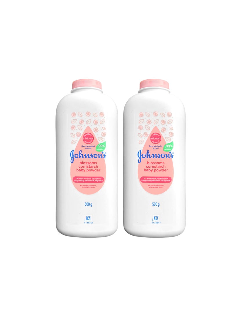 Johnson's Baby Blossoms cornstarch baby powder 500g (Pack of 2pcs) - Image 1