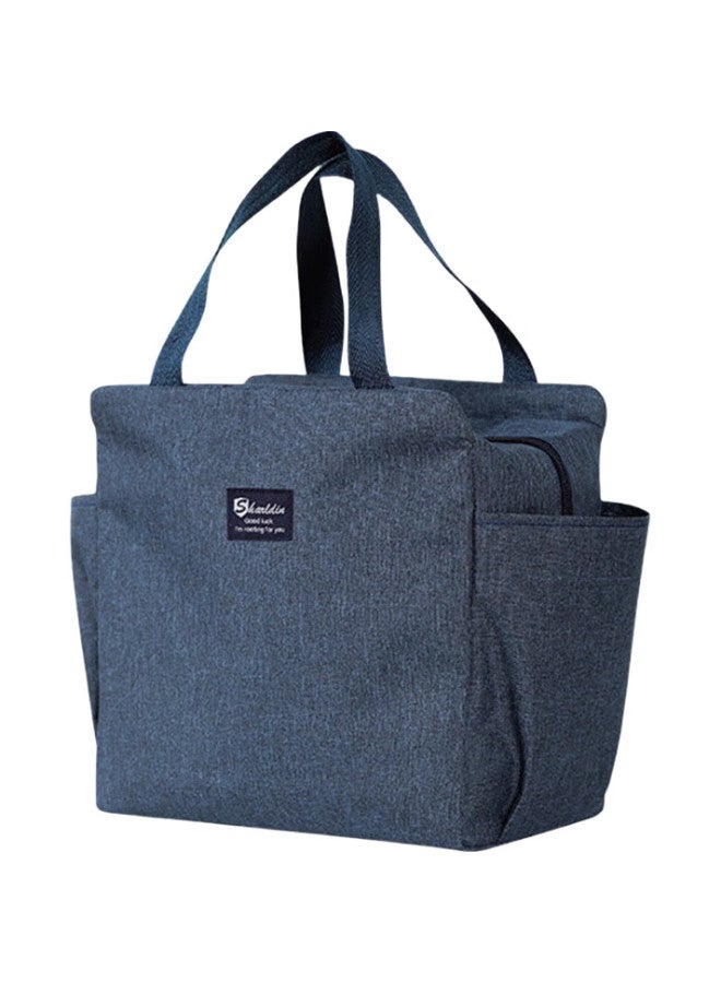 Mengting Double-Layer Aluminum Foil Insulated Bag, Picnic Bag, Lunch Box, Bento Box, Waterproof Thickened Navy Blue - Image 2