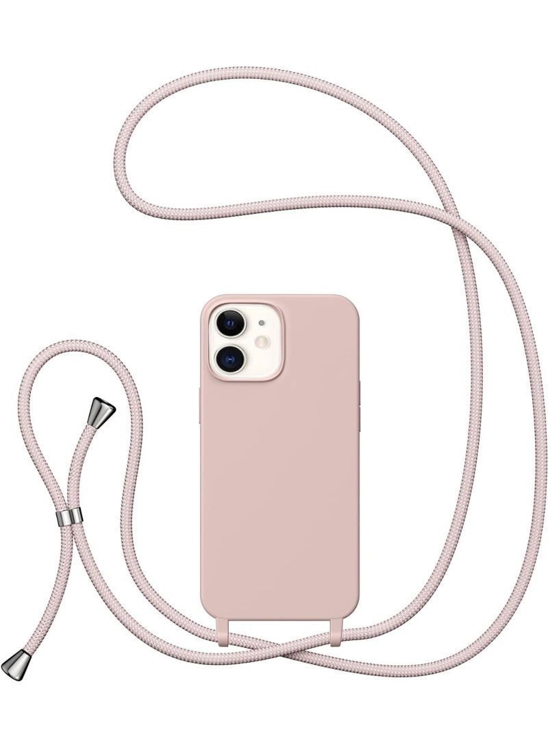 جراب مع حزام، جراب هاتف كروس بودي مع حبل قابل للتعديل للرقبة والكتف، غطاء هاتف واقٍ من الصدمات من السيليكون الناعم لهاتف iPhone 11 (وردي) - Image 1