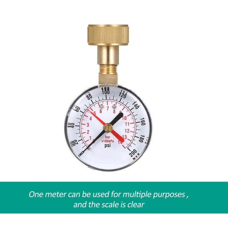 2- 1/2'' Pressure Gauge Water Pressure Test Gauge 3/4'' Female Hose Thread 0-200 PSI with Red Pointer - Image 4