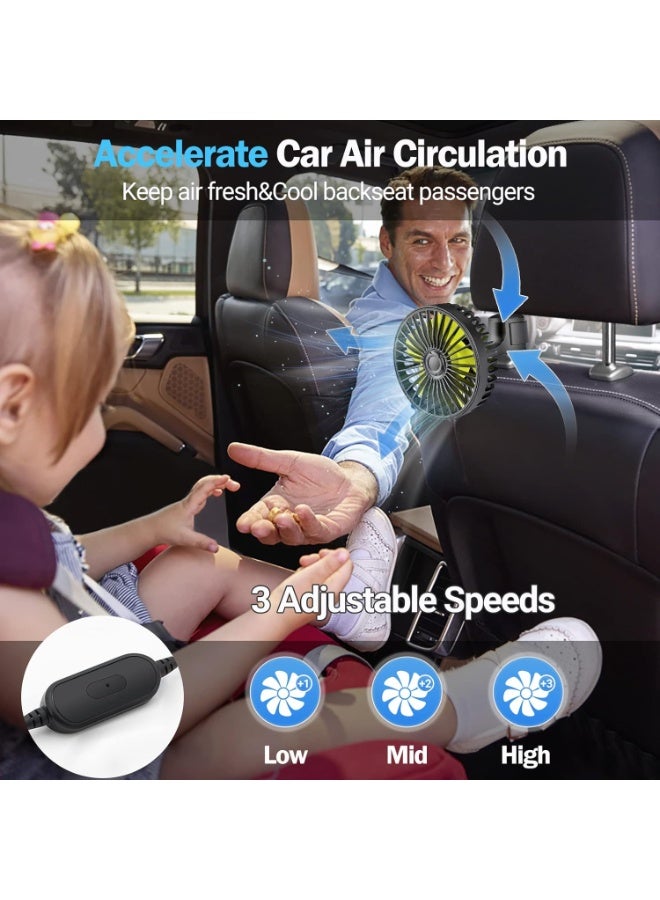 مراوح USB لمقاعد السيارة للأطفال في المقعد الخلفي، مروحة تبريد كهربائية 5V USB لمقاعد السيارة الخلفية للأطفال والركاب (تعمل بالطاقة عبر USB فقط، بدون بطارية) - Image 2