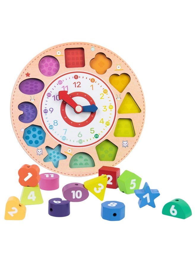 Skillofun SKILLOFUN Wooden Learning Clock, Kids Educational Toy with Rotating Hands - Teaches Fine Motor Skills, Numbers, Colors & Time Concepts - Engaging, Safe Educational Tool for Early Learning  - Image 1