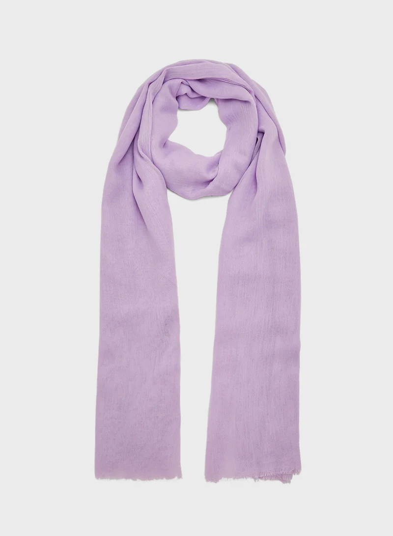 خزانة Frayed Edge Cotton Mix Long Hijab Scarf