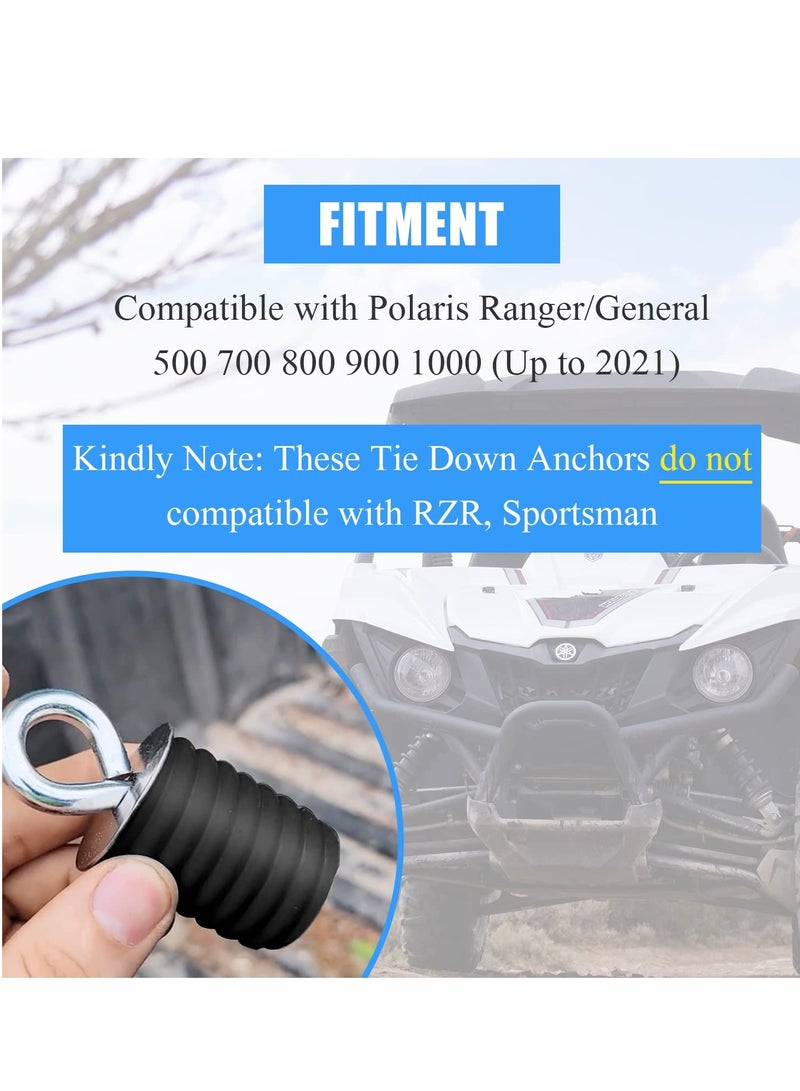 Loquat UTV Tie Down Anchors Bed Anchors for Compatible with Polaris Ranger General 500 700 800 900 1000 Long Anchors Set of 4 - Image 5