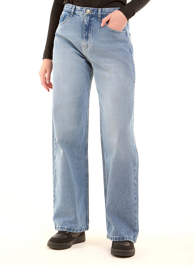 Premoda Permoda Women Wide Leg Denim Pant Light - Image 2