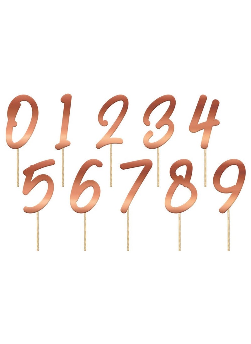 Folat Rose Gold Number Cake Decorations 15cm 20-Pack