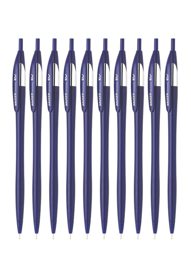 Hauser Germany Ev Retractable Ball Pen Wallet Pack | Minimalistic Stylish Body With Pocketable Clip | Blue Ink, Pack Of 10 - Image 1