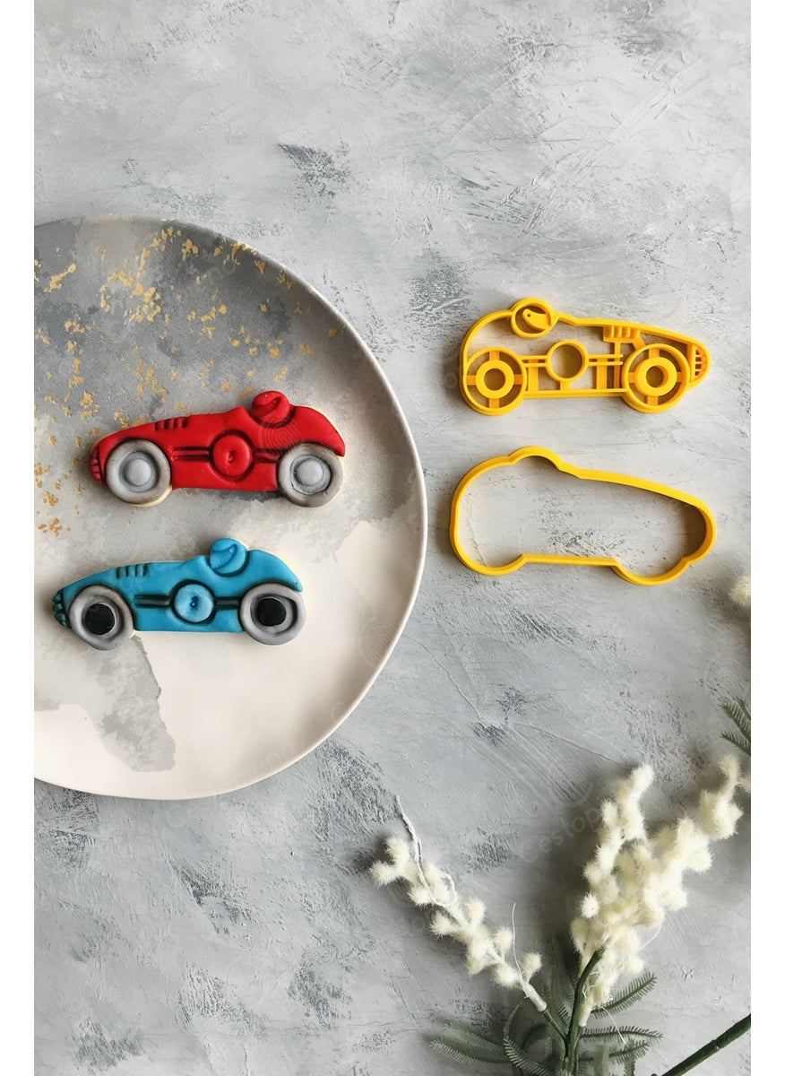 Cestopieno - Race Car Dough Shaper Pattern and Frame / Yellow / 1 Piece / 6X11 cm - Image 1