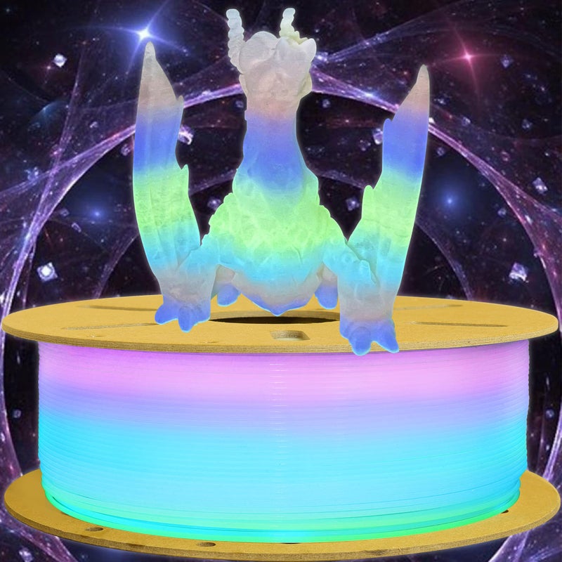 BBLIFE Glow in The Dark Multicolor Rainbow PLA Filament Fast Color Change 1kg 175mm 3D Printing Material Gradually Change Glow in Dark Color Around Every 510 Meters Easy to Print