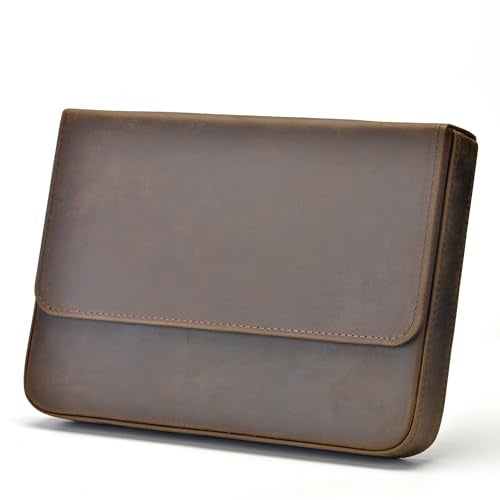 Lanxivi 12 Fountain Pen Case Genuine Leather Organizer Crazy Horse Cowhide Leather Portable Pen Bag Pouch Drawer Style - Image 1