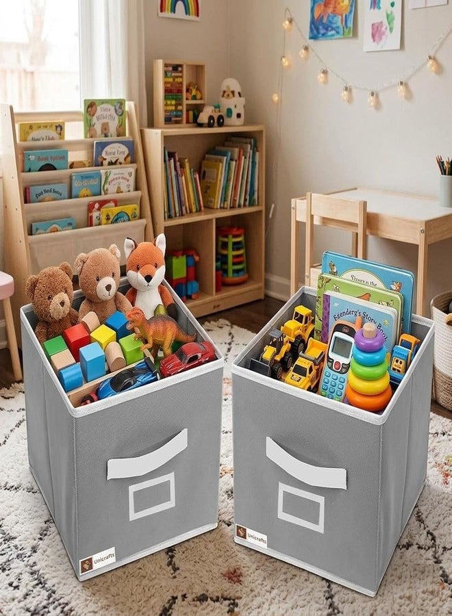 UNICRAFTS UNICRAFT Storage Box Organizer (Set of 2, Grey) | Foldable Clothes, Toys & Files Storage Boxes | Multipurpose Fabric Organizer for Wardrobe, Closet, Office & Home - Image 2