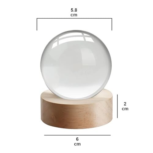 fizzytech 3D Crystal Moon Lamp – Engraved Crystal Ball LED Night Light with Wooden Base, USB Powered, Ideal for Home & Office Décor, Birthday Gift for Adults (Warm White) - Image 2