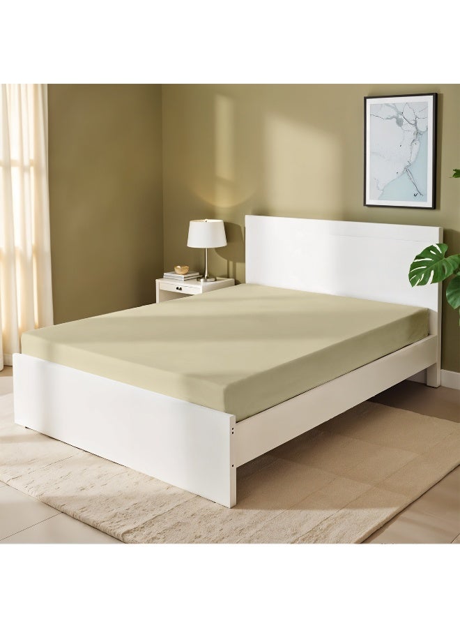 Rest Fitted Bedsheet 160x200+30cm Breathable Plush Beige Fabric with Deep Pockets Machine Washable for Optimal Protection  - Image 2