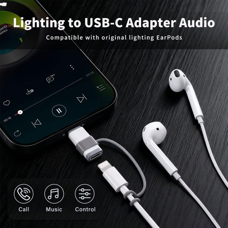 NICE BUDDY Type-C to Lightning Audio Adapter, Headphone Converter for iPhone 15/ iPad Pro/Mac & Type-C Devices, Compatible with Lightning Earphones for Music/Calls/Control (No Charging/Data Support) - Image 2